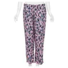 MARNI 100% viscosa rosa blu stampa astratta pantaloni a gamba dritta IT42 S