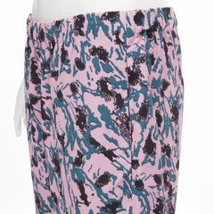 MARNI 100% viscosa rosa blu stampa astratta pantaloni a gamba dritta IT42 S