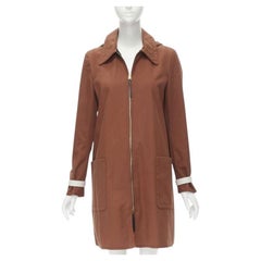MARNI brick red cotton strapped cuff zip front hooded overcoat IT40 S