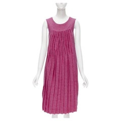 MARNI pink wool tweed gathered pleat contrast back sleeveless dress IT38 XS