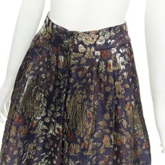 MALENE BIRGER Dinard gold metallic brocade wide leg culottes pants FR32 XXS