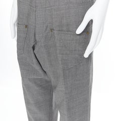 MERCIBEAUCOUP grey wool reversed back to front dropped crotch trousers JP3 L