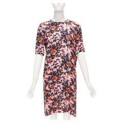 MARNI pink brown abstract splash print button slit side dress IT40 S