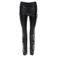 VALENTINO black vinyl pleat front back slit pockets pants S