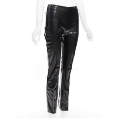 VALENTINO black vinyl pleat front back slit pockets pants S