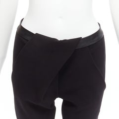 DION LEE pantalón recortado con cinturilla de cuero negro UK6 XS