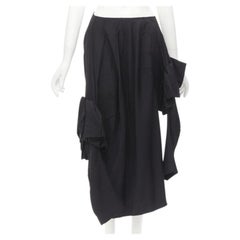 COMME DES GARCONS 2004 Vintage black rayon ruffle floral extra sleeve skirt S
