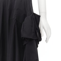 COMME DES GARCONS 2004 Vintage black rayon ruffle floral extra sleeve skirt S