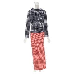 COMME DES GARCONS 1997 Vintage Lumps and Bumps gingham checked blue red set