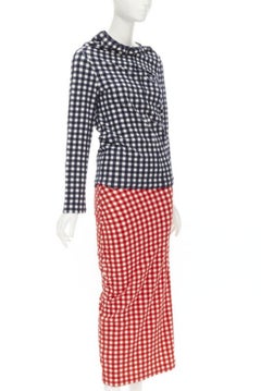 COMME DES GARCONS 1997 Vintage Lumps and Bumps gingham checked blue red set
