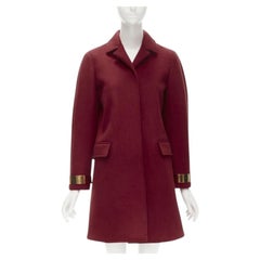 BURBERRY PROPRSUM 90% cashmere blend red gold metal bar coat IT38 XS