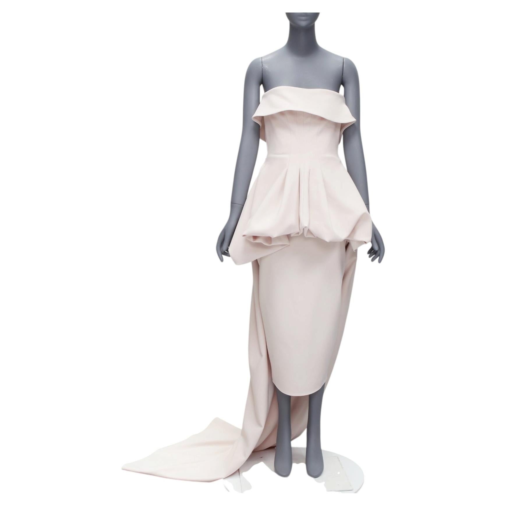 Pre-owned Maticevski 2022 Situational Off White Strapless Peplum Top Gown Skirt Aus10 M