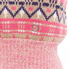 PACO RABANNE pink purple lurex virgin wool graphic knit vest XS