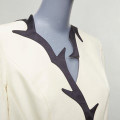 THIERRY MUGLER 1998 Vintage off white cotton collar peplum blazer FR40 L