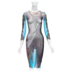 rare JEAN PAUL GAULTIER MAILLE 1997 Vintage Runway tromp loeil body sheer dress