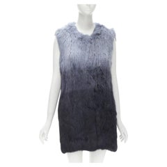 THEORY rabbit fur gradient blue fur vest jacket S