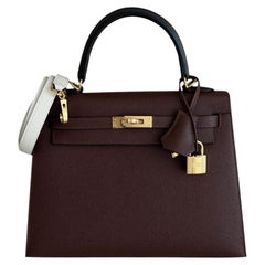 Hermes Kelly 25 Sellier Tricolor Terre Ebene Craie Epsom Top Handle, 2026