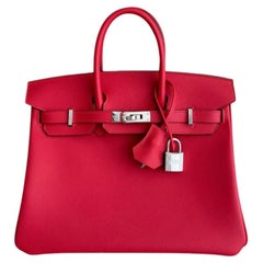 Borse Hermes Birkin 25 Rouge de Coeur, con finiture in palladio rosso, nuove, con manico superiore, 2026