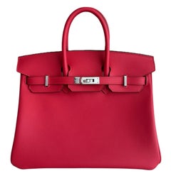 Borse Hermes Birkin 25 Rouge de Coeur, con finiture in palladio rosso, nuove, con manico superiore, 2026