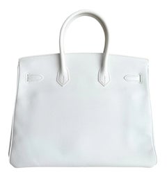 Hermes Birkin 35 Blanc White Epsom Leather Gold Hardware RARE Top Handle Bags