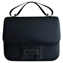 Hermes Constance 29 Cartable Black Sombrero Leather Shoulder Handbag Rare