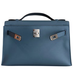 Hermes Kelly Mini Pochette Blue Tempete Leather Palladium HW NEW RARE, 2026
