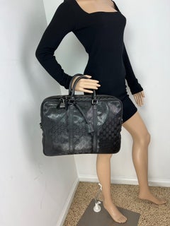 Gucci GG Imprime Coated Canvas Black Briefcase Business Bag