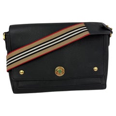 Burberry Grainy Calfskin Note Black Crossbody Bag