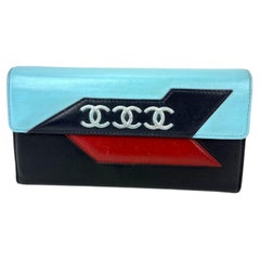 Chanel Airline Triple CC Logo Long Wallet Clutch