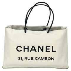 Chanel Essential 31 Rue Cambon Shopping White Leather Tote Bag