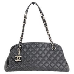 Chanel Just Mademoiselle Quilted Caviar Black Bowling Shoulder Bag