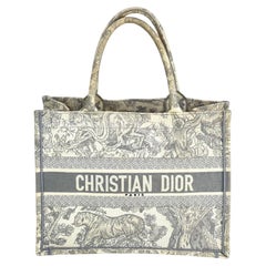 Christian Dior Medium Dioriviera Embroidered Canvas Grey Tote Bag