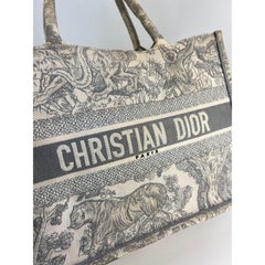 Christian Dior Medium Dioriviera Embroidered Canvas Grey Tote Bag