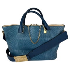 Chloe Baylee Medium Blue Leather Tote Bag