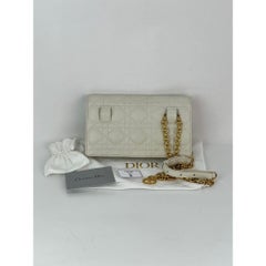 Christian Dior Caro Cannage White Leather Belt Bag Clutch