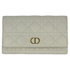 Christian Dior Caro Cannage White Leather Belt Bag Clutch