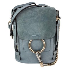 Chloe Blue Faye Mini Suede and Leather Backpack Bag