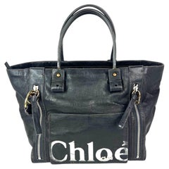 Chloe Eclipse – Schwarze Ledertasche mit Logo-Verzierung