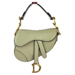 Christian Dior Goatskin Light Green Micro Saddle Bag with Strap