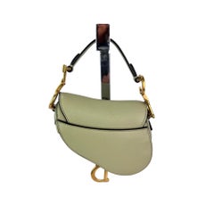 Christian Dior Goatskin Light Green Micro Saddle Bag with Strap