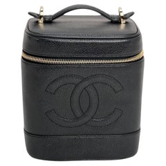 Chanel Vanity Cosmetic Case, Black Caviar Leather Bag