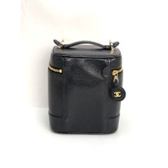 Chanel Vanity Cosmetic Case, Black Caviar Leather Bag
