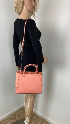 Fendi Vitello Elite Flamingo Petite 2Jours Pink Tote Shoulder Crossbody Bag