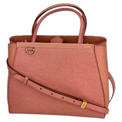 Fendi Vitello Elite Flamingo Petite 2Jours Pink Tote Shoulder Crossbody Bag