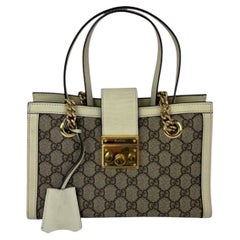 Gucci GG Supreme Small Padlock Leather Ebony Tote Bag