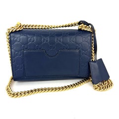Gucci GG Supreme Small Padlock Monogram Blue Leather Shoulder Bag