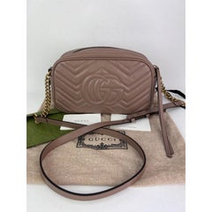 Gucci GG Marmont Small Chain Beige Matelasse Leather Crossbody Bag