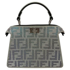 Fendi Peekaboo Vitello Laminato FF Petite I See U Satchel Crystal Bag
