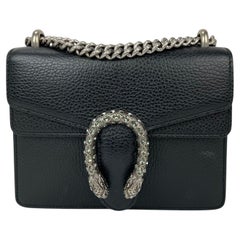 Gucci Dionysus Crystals Black Leather Small Shoulder Bag