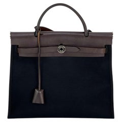 Hermes Toile Vache Hunter Herbag Zip 31 PM Black Ebene Shoulder Bag
